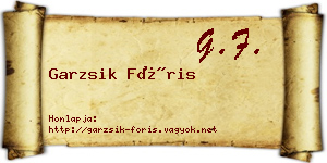 Garzsik Fóris névjegykártya